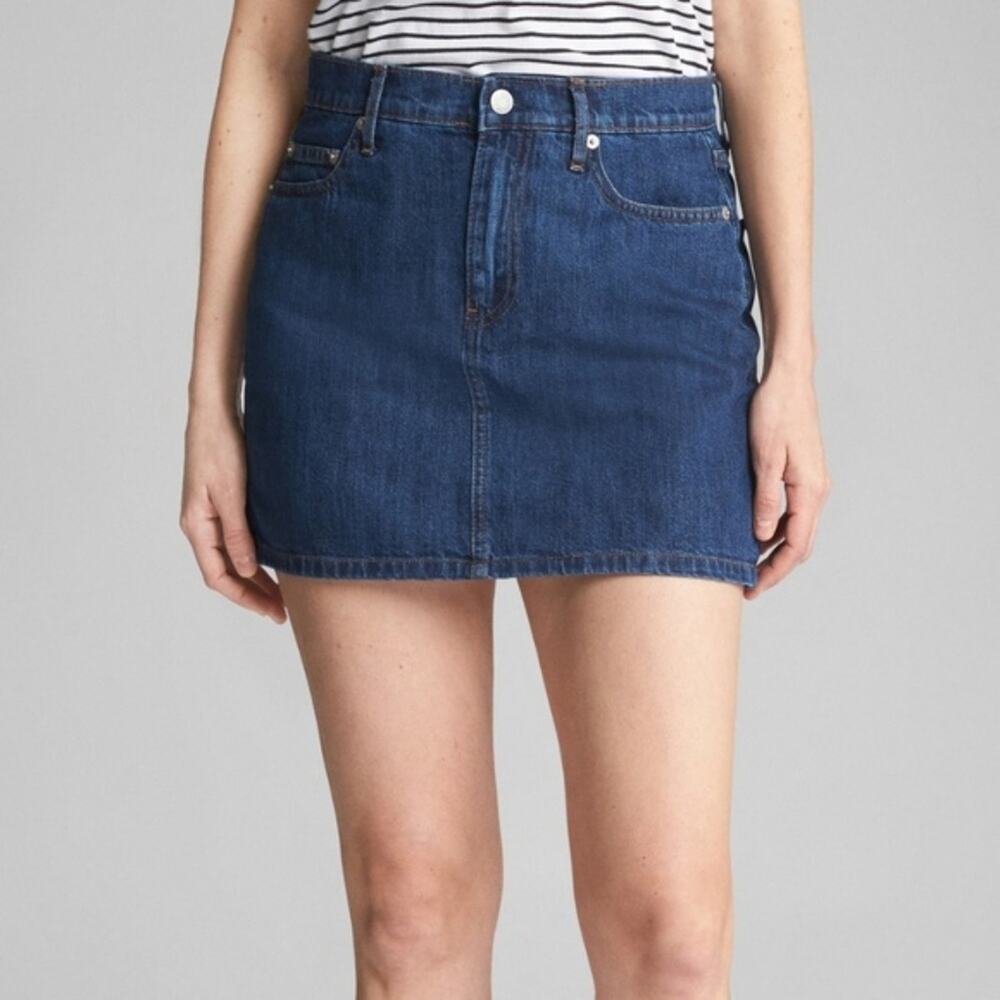 GAP Blue Dark Wash 5-Pocket Denim Mini Skirt - Picture 8 of 8